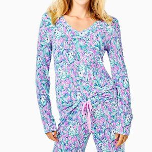 LILLY PULITZER PJ Knit LS Top Amethyst Gday Mate Small NWT